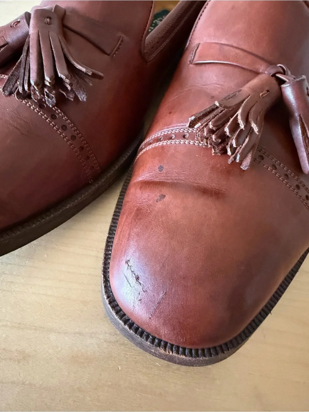 VTG Cole Haan Brown Leather Tassel Loafer Shoes 10 US Made in Italy